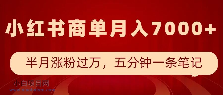 小红书商单最新玩法，半个月涨粉过万，五分钟一条笔记，月入7000+-小白项目分享网