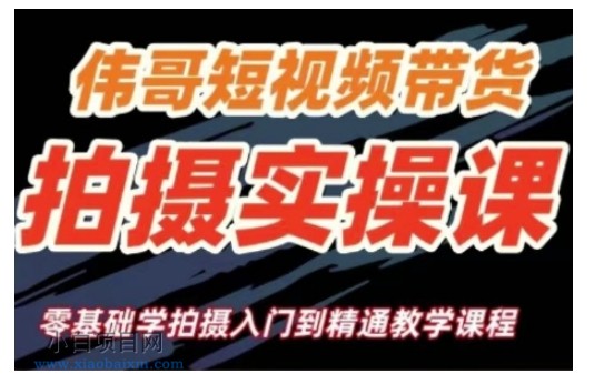 短视频带货拍摄实操课，零基础学拍摄入门到精通教学-小白项目分享网