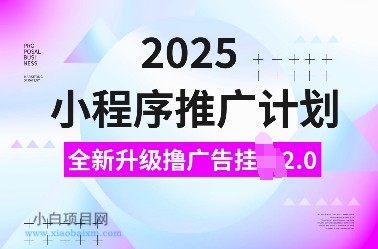 2025小程序推广计划，全新升级撸广告挂JI2.0玩法，日入多张，小白可做【揭秘】-小白项目分享网