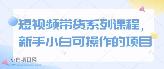 短视频带货系列课程，新手小白可操作的项目-小白项目分享网