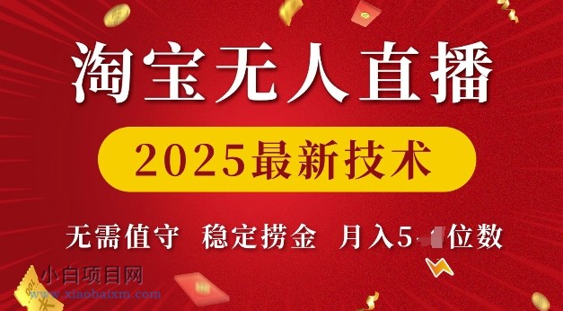 淘宝无人直播2025最新技术 无需值守，稳定捞金，月入5位数【揭秘】-小白项目分享网