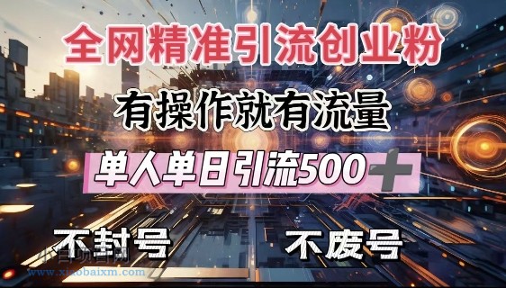 全网独家引流创业粉，有操作就有流量，单人单日引流500+，不封号、不费号-小白项目分享网