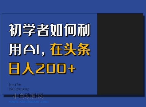 初学者如何利用AI，在头条日入200+-小白项目分享网