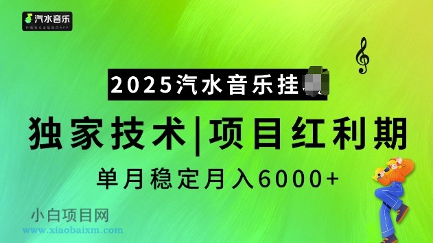 2025汽水音乐挂JI项目，独家最新技术，项目红利期稳定月入6000+-小白项目分享网