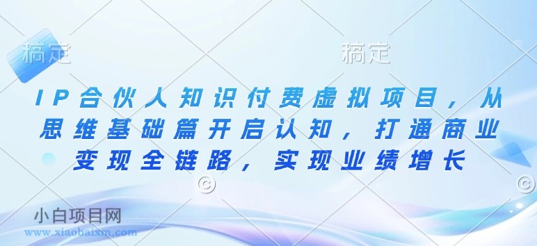 IP合伙人知识付费虚拟项目，从思维基础篇开启认知，打通商业变现全链路，实现业绩增长-小白项目分享网