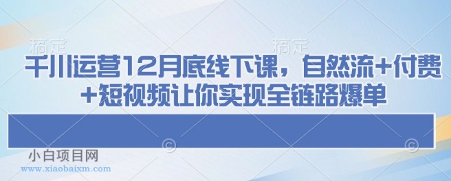 千川运营12月底线下课，自然流+付费+短视频让你实现全链路爆单-小白项目分享网