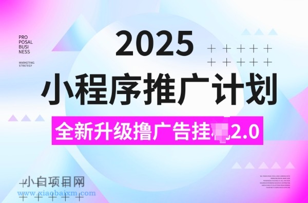 2025小程序推广计划，撸广告挂JI3.0玩法，日均5张【揭秘】-小白项目分享网