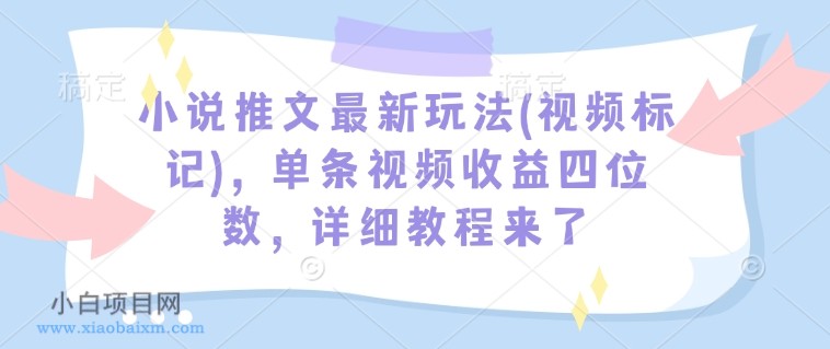 小说推文最新玩法(视频标记)，单条视频收益四位数，详细教程来了-小白项目分享网