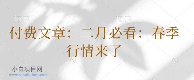 付费文章：二月必看：春季行情来了-小白项目分享网