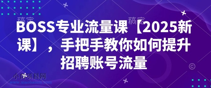 BOSS专业流量课【2025新课】，手把手教你如何提升招聘账号流量-小白项目分享网