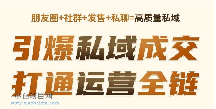 高成交私聊转化，引爆私域成交，打通运营全链-小白项目分享网