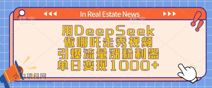 用DeepSeek做哪吒走秀视频，引爆流量涨粉利器，单日变现1k-小白项目分享网