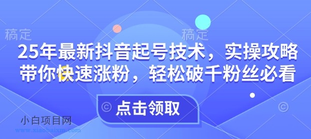 25年最新抖音起号技术，实操攻略带你快速涨粉，轻松破千粉丝必看-小白项目分享网