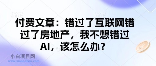 付费文章：错过了互联网错过了房地产，我不想错过AI，该怎么办？-小白项目分享网