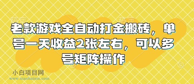 老款游戏全自动打金搬砖，单号一天收益2张左右，可以多号矩阵操作【揭秘】-小白项目分享网