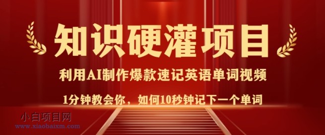 知识硬灌，10秒钟让你记住一个单词，3分钟一个视频，日入多张不是梦-小白项目分享网