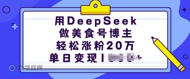 用DeepSeek做美食号博主，轻松涨粉20万，单日变现多张-小白项目分享网