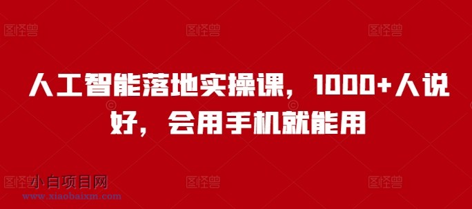 人工智能落地实操课，1000+人说好，会用手机就能用-小白项目分享网