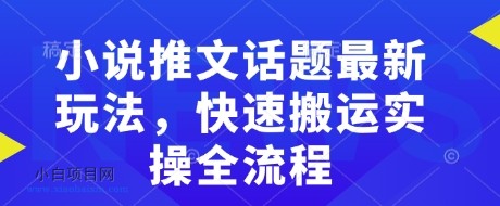 小说推文话题最新玩法，快速搬运实操全流程-小白项目分享网