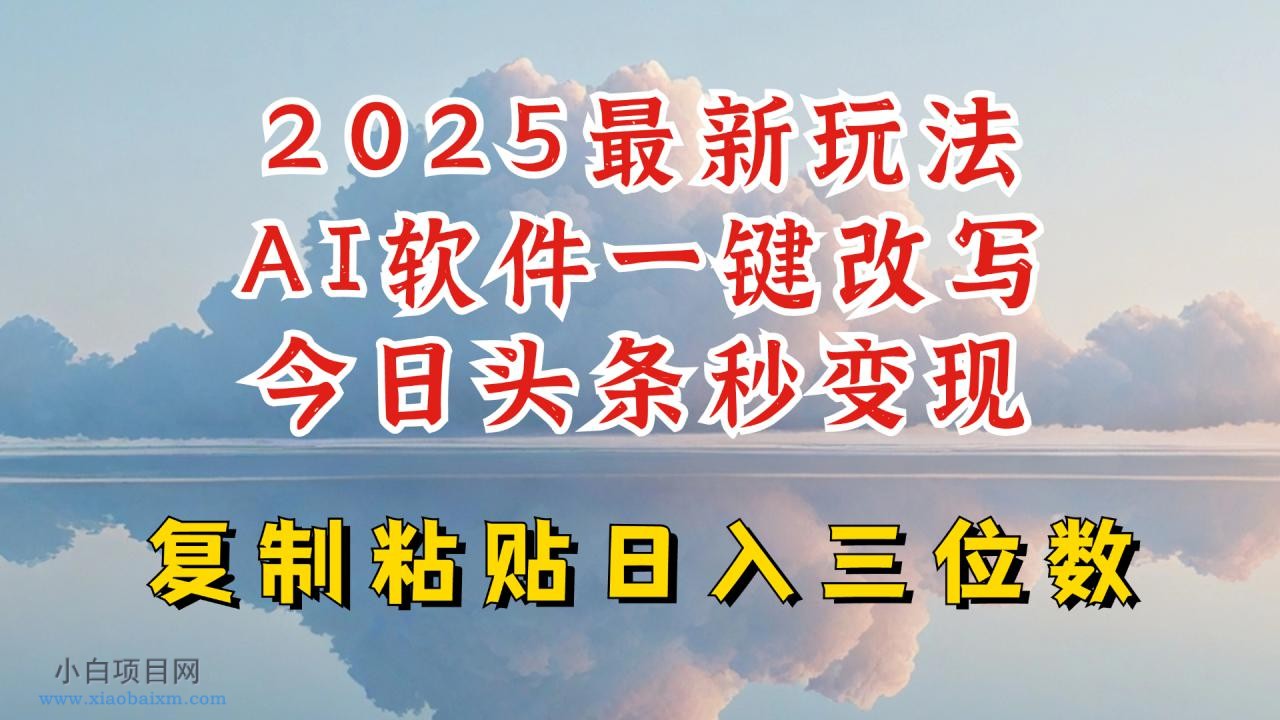 今日头条2025最新升级玩法，AI软件一键写文，轻松日入三位数纯利，小白也能轻松上手-小白项目分享网