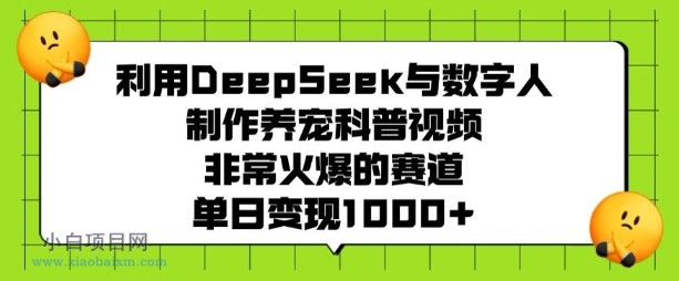 利用DeepSeek与数字人制作养宠科普视频，非常火爆的赛道，单日变现多张-小白项目分享网