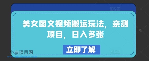 美女图文视频搬运玩法，亲测项目，日入多张-小白项目分享网