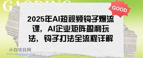 2025年AI短视频钩子爆流课，AI企业矩阵盈利玩法，钩子打法全流程详解-小白项目分享网