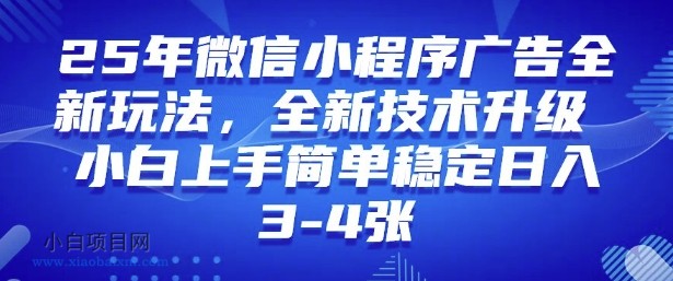 2025年微信小程序最新玩法纯小白易上手，稳定日入多张，技术全新升级【揭秘】-小白项目分享网