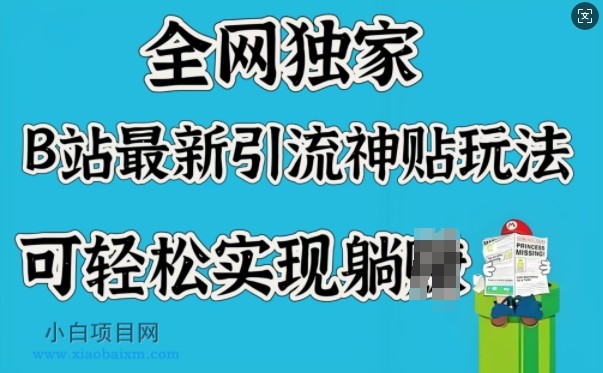 全网独家，B站最新引流神贴玩法，可轻松实现躺Z-小白项目分享网