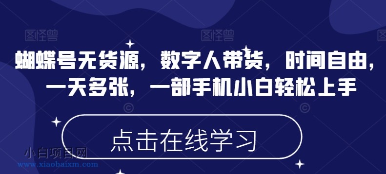 蝴蝶号无货源，数字人带货，时间自由，一天多张，一部手机小白轻松上手-小白项目分享网