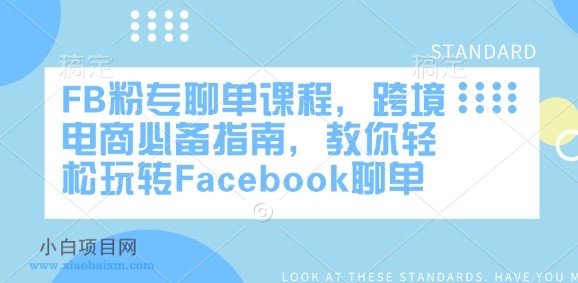 FB粉专聊单课程，跨境电商必备指南，教你轻松玩转Facebook聊单-小白项目分享网