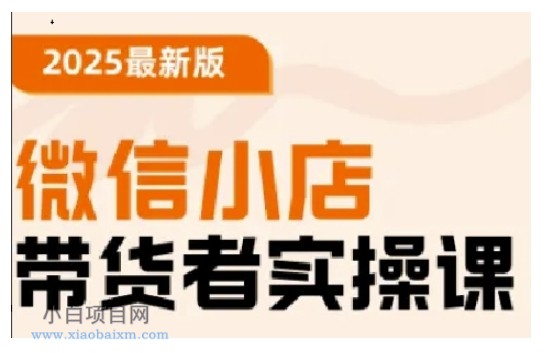 2025最新版微信小店带货者实操课，基础操作到高级运营技巧，快速上手-小白项目分享网