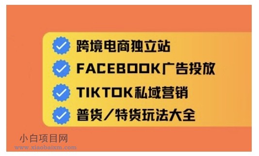 跨境电商独立站及全域流量营销，从0基础快速入门并精通跨境电商运营-小白项目分享网