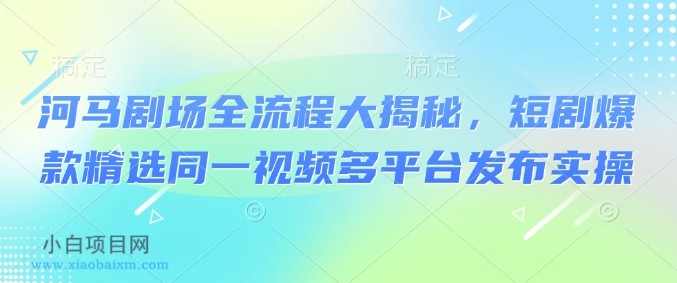 河马剧场全流程大揭秘，短剧爆款精选同一视频多平台发布实操-小白项目分享网