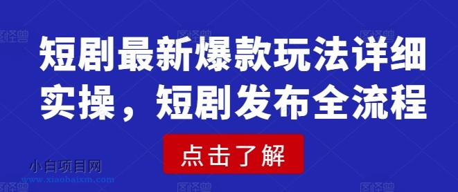 短剧最新爆款玩法详细实操，短剧发布全流程-小白项目分享网