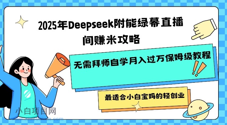 2025年Deepseek附能绿幕直播间挣米攻略无需拜师自学月入过W保姆级教程，最适合小白宝妈的轻创业-小白项目分享网