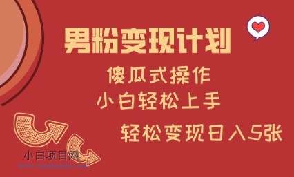 男粉变现计划，傻瓜式操作，小白轻松日入多张【揭秘】-小白项目分享网