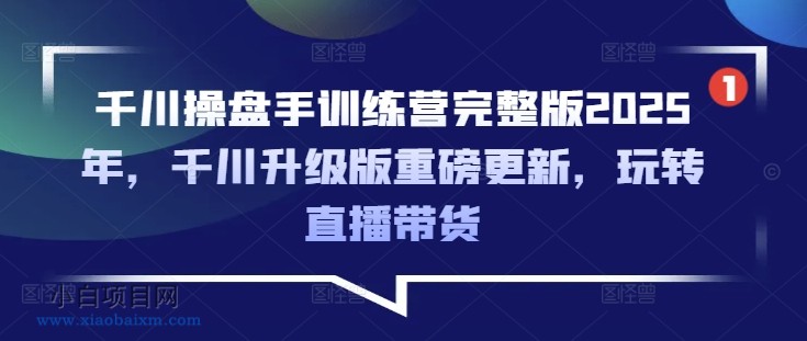 千川操盘手训练营完整版2025年，千川升级版重磅更新，玩转直播带货-小白项目分享网