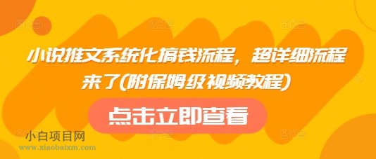 小说推文系统化搞钱流程，超详细流程来了(附保姆级视频教程)-小白项目分享网