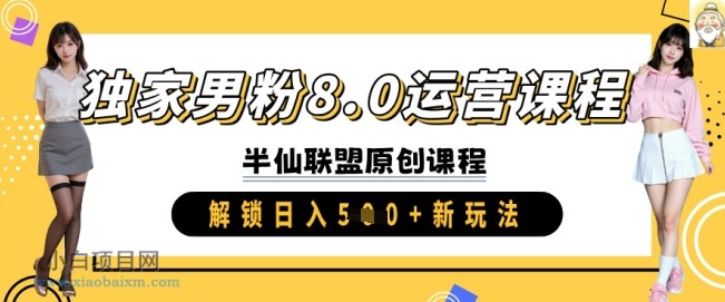 独家男粉8.0运营课程，实操进阶，解锁日入 5张 新玩法-小白项目分享网