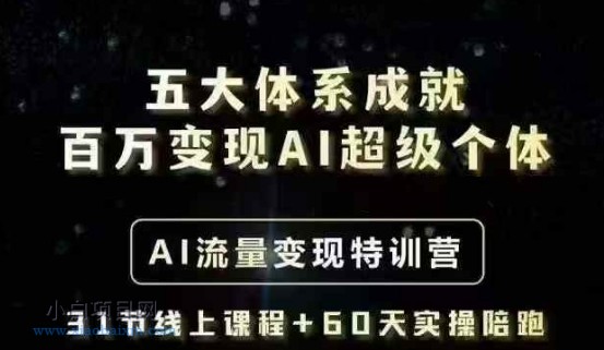 五大体系成就百万变现AI超级个体- AI流量变现特训营，一步一步教你一个人怎么年入百W-小白项目分享网