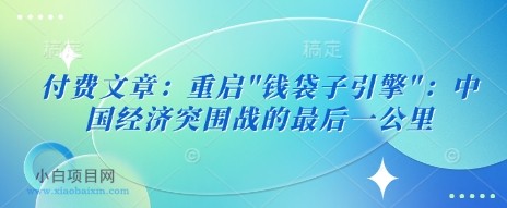 付费文章：重启”钱袋子引擎”：中国经济突围战的最后一公里-小白项目分享网