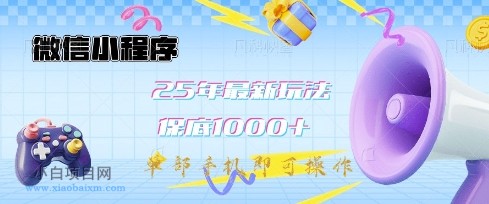 微信小程序25年最新教学保底日入1k+，最新玩法，单部手机即可操作，做就有收益【揭秘】-小白项目分享网