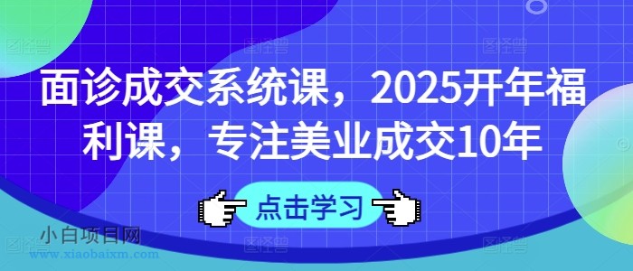 面诊成交系统课，2025开年福利课，专注美业成交10年-小白项目分享网