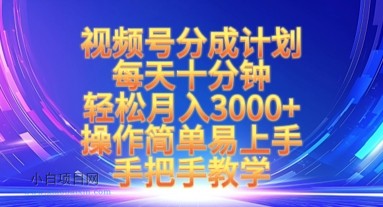 视频号分成计划，每天十分钟，轻松月入3k+，操作简单易上手，手把手教学-小白项目分享网