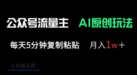 公众号流量主多赛道原创玩法，每天5分钟复制粘贴，月入1w+-小白项目分享网