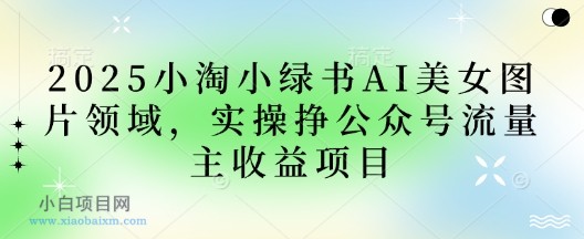 2025小绿书AI美女图片领域，实操挣公众号流量主收益项目-小白项目分享网