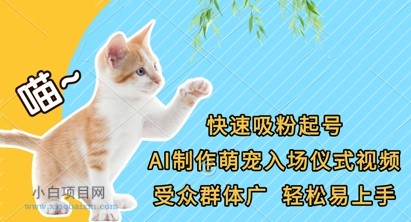 快速吸粉起号，AI制作萌宠入场仪式视频，受众群体广，轻松易上手-小白项目分享网