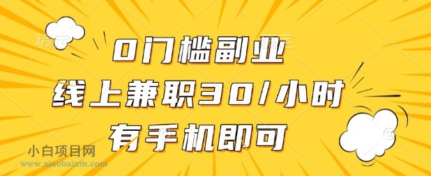 0门槛兼职副业，线上兼职30一小时，有部手机即可【揭秘】-小白项目分享网
