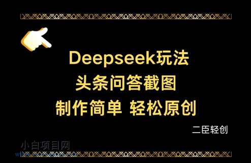 Deepseek头条问答截图，制作简单，轻松原创-小白项目分享网